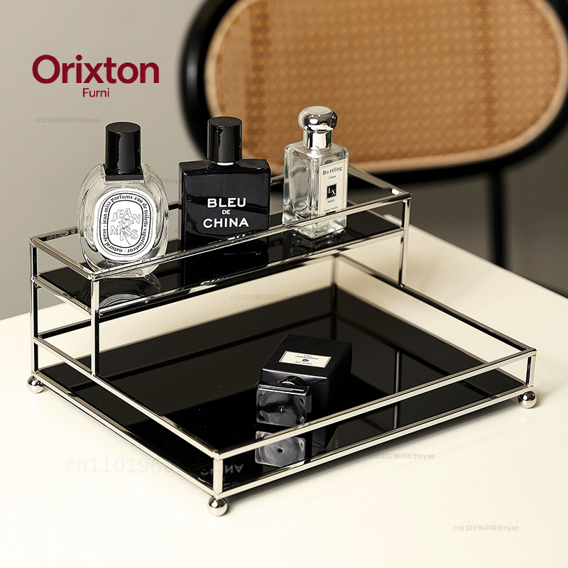 Luxury Skincare Tools - 라이트 럭셔리 블랙 데스크탑 메탈 오거나이저