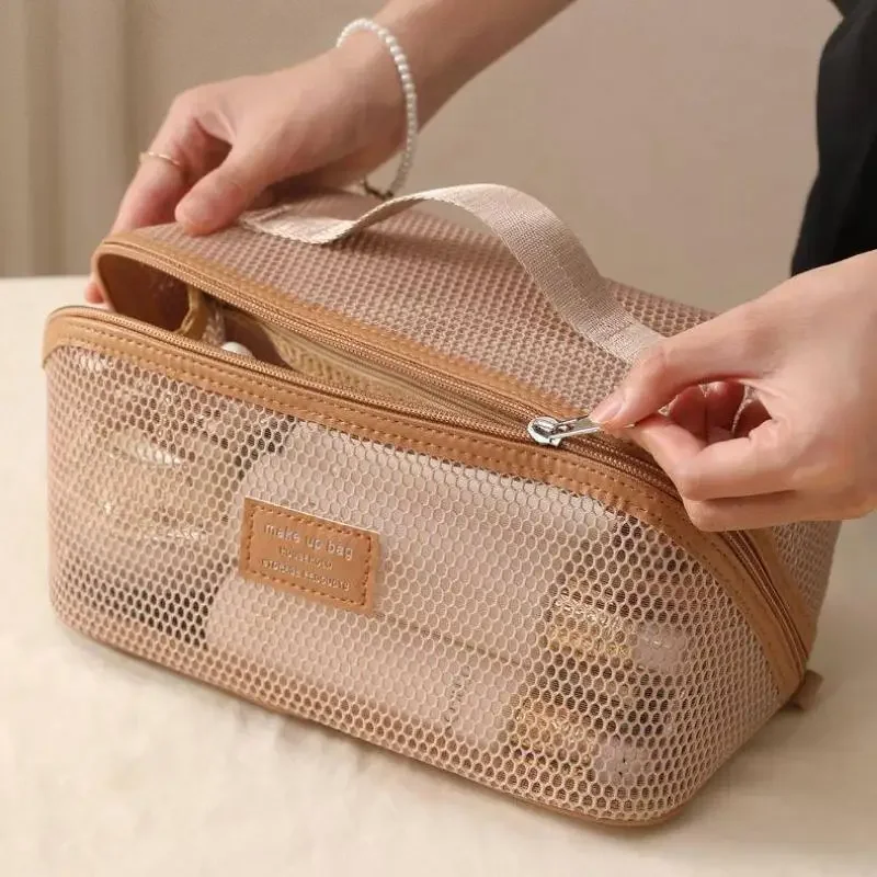 가벼운 고급 메쉬 여행용 메이크업 가방 대용량 분리형  - Luxury Skincare Items 리뷰 및 가격