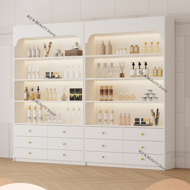 크림 스타일 뷰티 살롱 진열장 맞춤형 고급 화장품 보관 - Luxury Skincare Shop 리뷰 및 가격