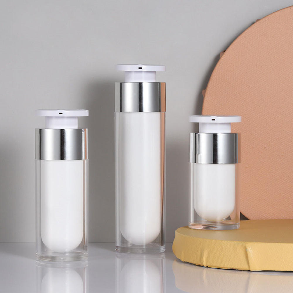 진주 흰색 아크릴 에어리스 병, 라운드 빈 리필 가능  - Luxury Skincare Packaging 리뷰 및 가격