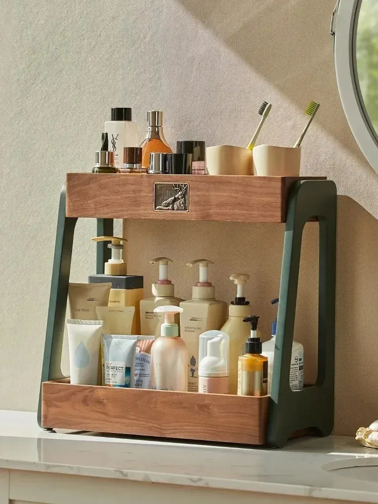 데스크탑 이중층 화장품 보관함, 견고한 목재의 가벼운  - Luxury Skincare Tools 리뷰 및 가격